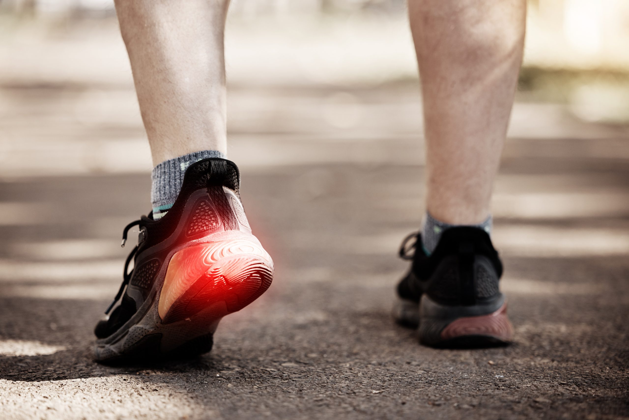 Feet,,Running,Person,With,Red,Pain,Overlay,For,Fitness,,Health